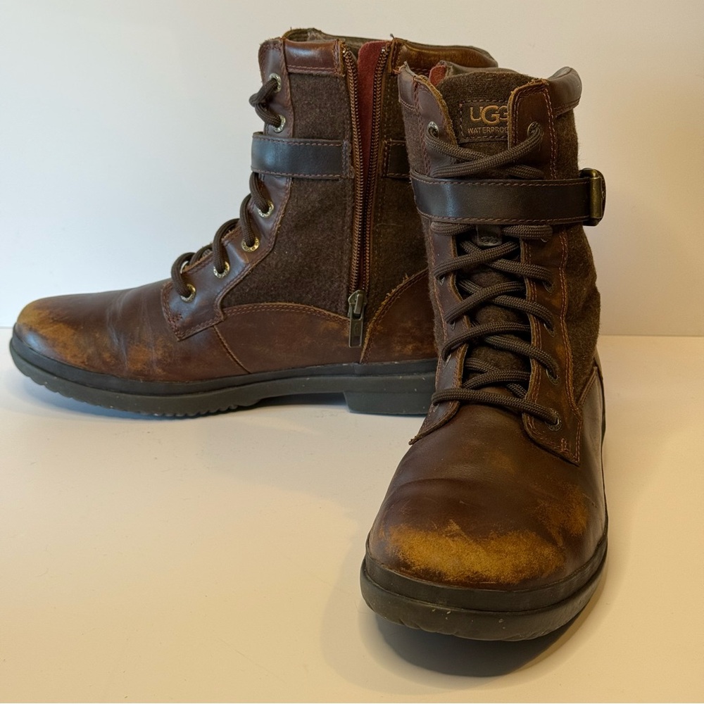 UGG Kesey Waterproof Leather Winter Boots – Women’s Size 9.5 – Chestnut Brown - Picture 4 of 9